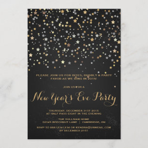 RUSTIC STAR CONFETTI NEW YEAR'S EVE INVITATION KAART