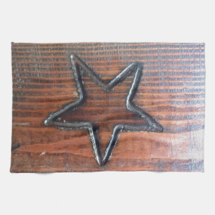 Rustic Star gebrand in houten tafelpyrografie Theedoek