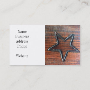 Rustic Star gebrand in houten tafelpyrografie Visitekaartje