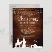 Rustic Star Lights Mary en Joseph Kerstmis Uitnodiging Briefkaart (Voorkant / Achterkant)