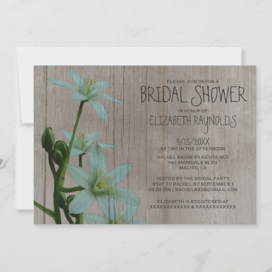 Rustic Star of Bethlehem Bridal Shower Invitations Kaart (Voorkant)