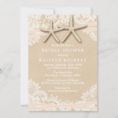 Rustic Starfish Beach Bridal Shower Invitations Kaart (Voorkant)
