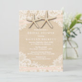 Rustic Starfish Beach Bridal Shower Invitations Kaart (Staand voorkant)