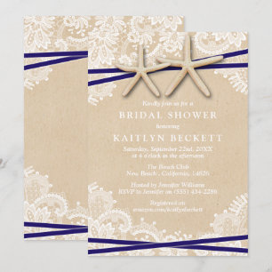 Rustic Starfish Beach Bridal Shower Invitations Kaart