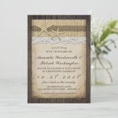Rustic Starfish Beach Wedding Invitations Kaart (Staand voorkant)