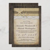 Rustic Starfish Beach Wedding Invitations Kaart (Voorkant / Achterkant)