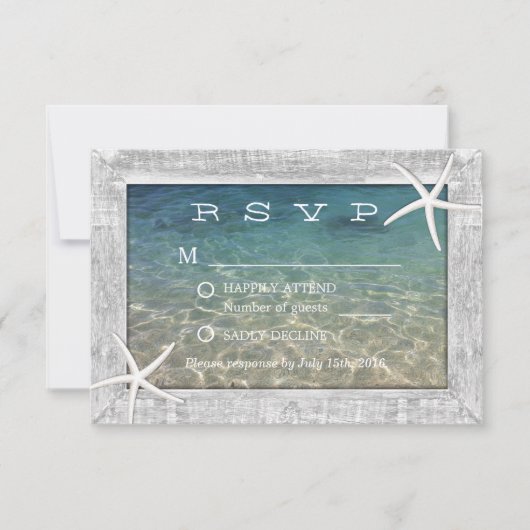 Rustic Starfish Wood met platbinding RSVP (Voorkant)