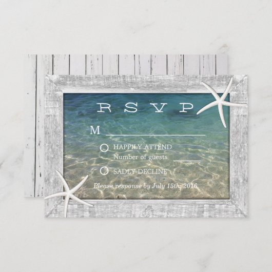 Rustic Starfish Wood met platbinding RSVP (Voorkant / Achterkant)