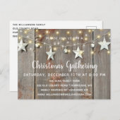 Rustic Stars & Lights op het kerstfeest in Barnwoo Uitnodiging Briefkaart (Voorkant / Achterkant)