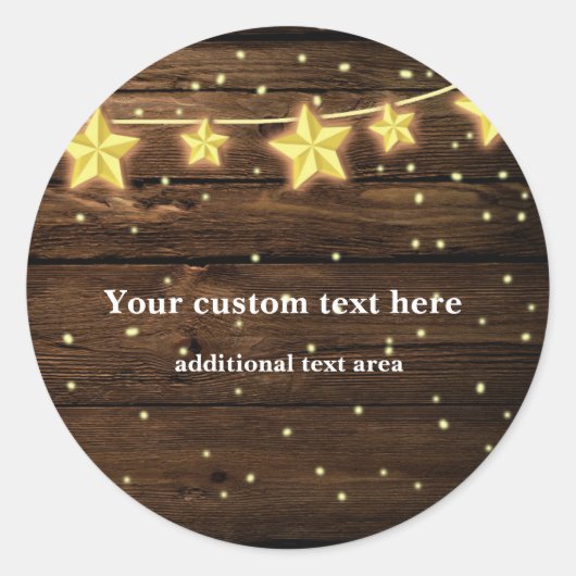 Rustic Stars String Lights Baby shower Ronde Sticker (Voorkant)