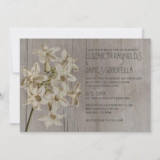 Rustic Stephanotis Wedding Invitations Kaart (Voorkant)