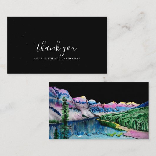 Rustic Sterrennacht Mountain Forest Hartelijk dank Informatiekaartje (Voorkant / Achterkant)