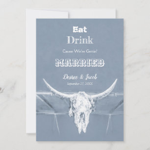 Rustic Stofblauw Eet Drink Wordt Getrouwd Stierens Aankondiging