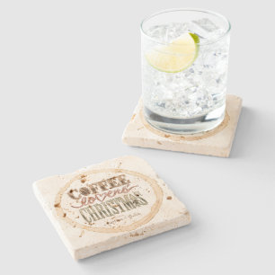 Rustic Stone Coffee Lovers' kerstOnderzetter Stenen Onderzetter