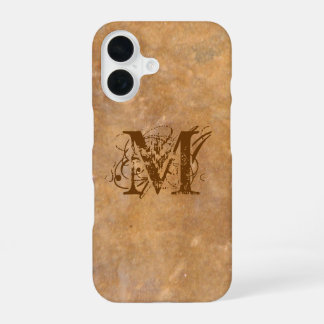 Rustic Stone Initiaal Look iPhone 16 Hoesje
