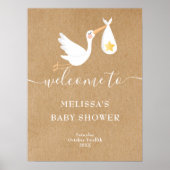 Rustic Stork Gold Star Baby shower Affiche de bien (Devant)
