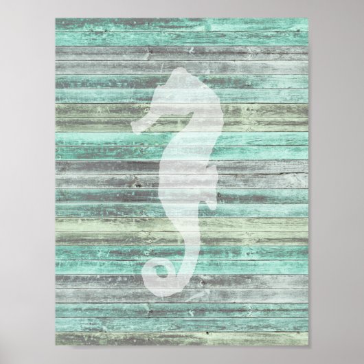 Rustic stranddecor zeepaard poster (Voorkant)