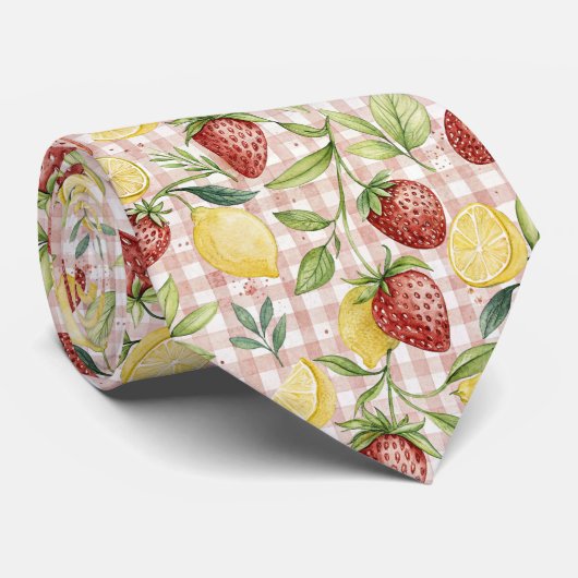 Rustic Strawberry & Citrus Earthy Pattern (7) Stropdas (Opgerold)