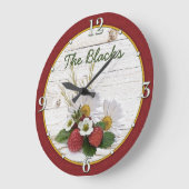 Rustic Strawberry Daisy Floral Grote Klok (Hoek)