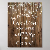 Rustic String-lampjes VERLOVING Aankondiging bord Poster (Voorkant)