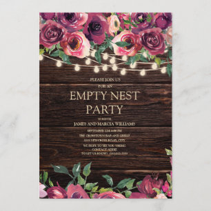 Rustic String Light Paars Floral Empty Nest Party Kaart