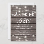 Rustic String Lights 40e verjaardag | 40e Kaart (Voorkant)