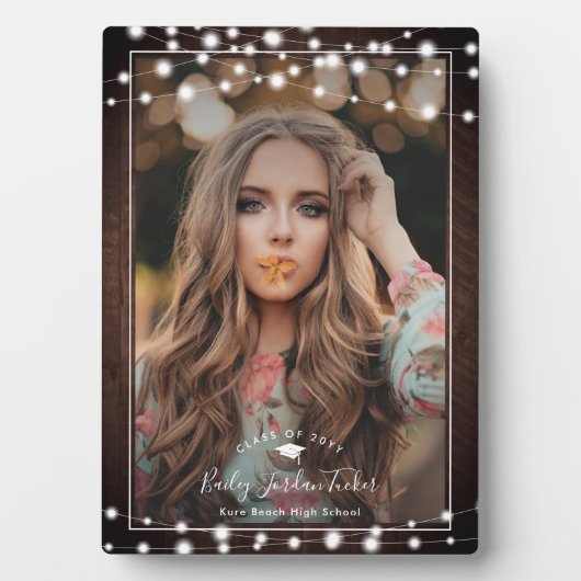 Rustic String Lights Afstuderen Fotoplaat (voorkant)