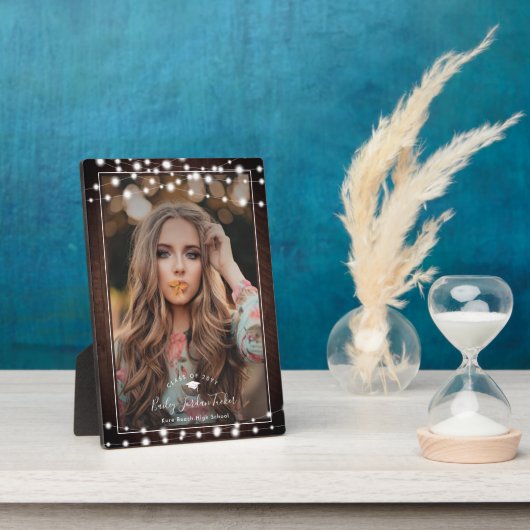 Rustic String Lights Afstuderen Fotoplaat (Zijkant)