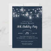 Rustic String Lights Anniversaire Fête Invitation (Devant)