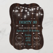Rustic String Lights Barn Dirty 30 Birthday Party Kaart (Voorkant / Achterkant)