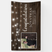 Rustic String Lights Barn Wood Afstuderen Spandoek (Verticaal)