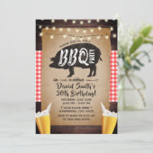 Rustic String Lights Beers BBQ Verjaardagsfeest Kaart (Staand voorkant)