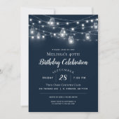 Rustic String Lights Birthday Party Uitnodiging (Voorkant)