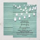 Rustic String Lights Blauwgroen Vrijgezellenfeest Kaart (Voorkant / Achterkant)