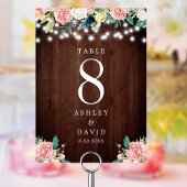 Rustic String Lights Blush Pink Floral Wedding Kaart