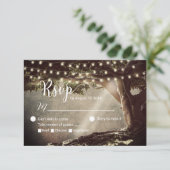 Rustic String Lights  Boom Wedding RSVP Kaartje (Staand voorkant)