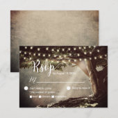 Rustic String Lights  Boom Wedding RSVP Kaartje (Voorkant / Achterkant)