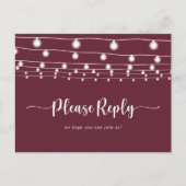 Rustic String Lights Bourgogne Menu Choix RSVP (Devant)
