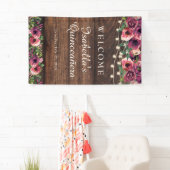 Rustic String Lights Burgundy Floral Quinceañera Spandoek (Insitu)