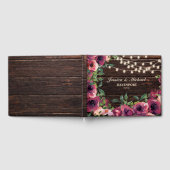 Rustic String Lights Burgundy Floral Wedding Gastenboek (Volledig)