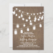 Rustic String Lights Burlap Engagement Party Kaart (Voorkant)
