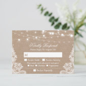 Rustic String Lights Burlap Menu Keuze RSVP (Staand voorkant)