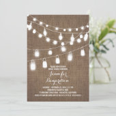 Rustic String Lights Burlap Vrijgezellenfeest Kaart (Staand voorkant)