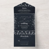 Rustic String Lights Calligraphy Wedding All In One Uitnodiging (Binnen)