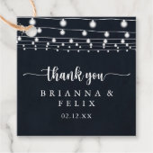 Rustic String Lights Calligraphy Wedding Bedankjes Labels (Voorkant)
