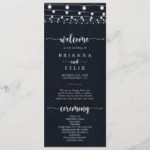 Rustic String Lights Calligraphy Wedding Programme (Devant)