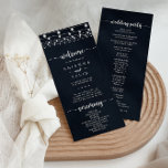 Rustic String Lights Calligraphy Wedding Programme<br><div class="desc">Ce programme de mariage de calligraphie à cordes rustiques est parfait pour un mariage moderne. Le design comprend de belles lampes à cordes peintes à la main.</div>