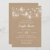 Rustic String Lights Couples Douche Invitation (Devant / Derrière)