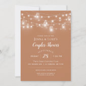 Rustic String Lights Couples Douche Invitation (Devant)