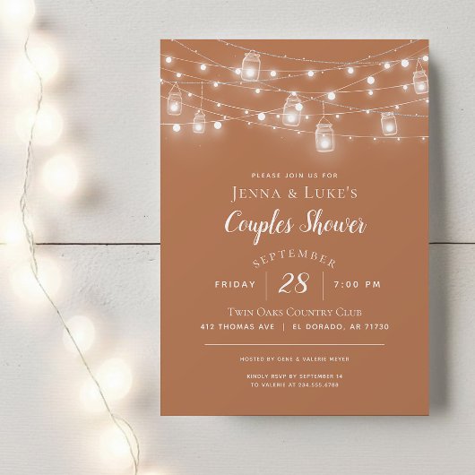 Rustic String Lights Couples Douche Invitation